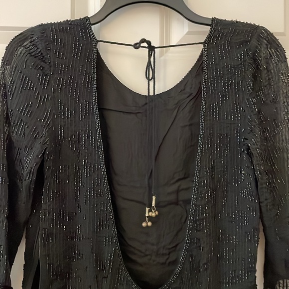 Free People black sequined 3/4 sleeve romper | Animal Instincts Playsuit | Sz 4 - Picture 6 of 11